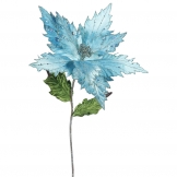26 inch Sea Blue Velvet Poinsettia Pick: Set of 3