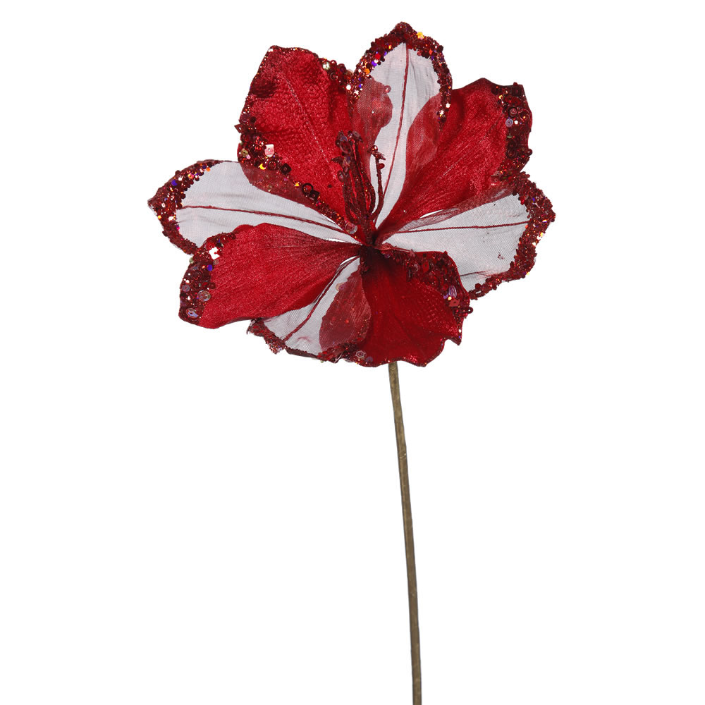 20 inch Red Velvet Amaryllis Pick: Set of 3