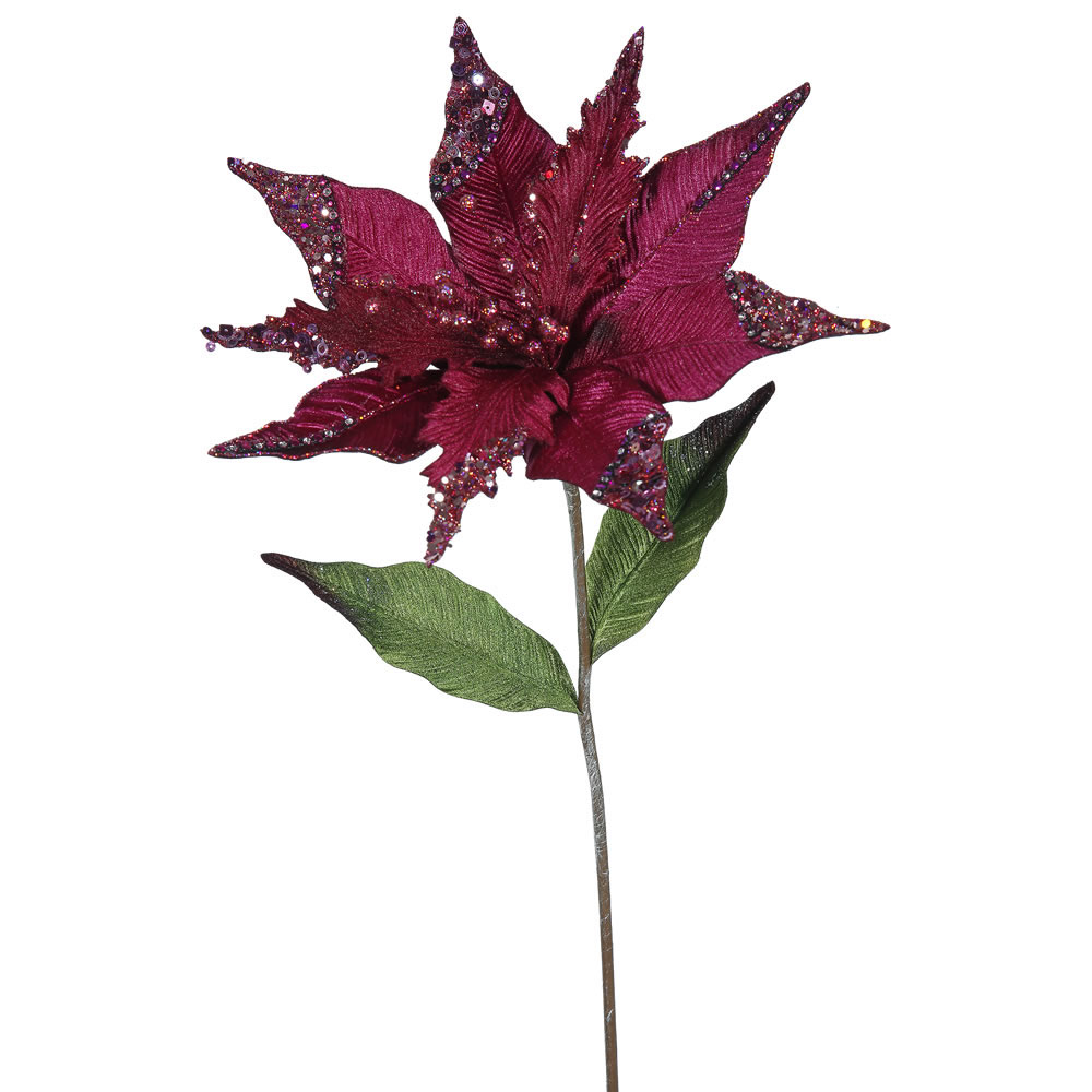 26 inch Mauve Velvet Poinsettia Pick: Set of 3