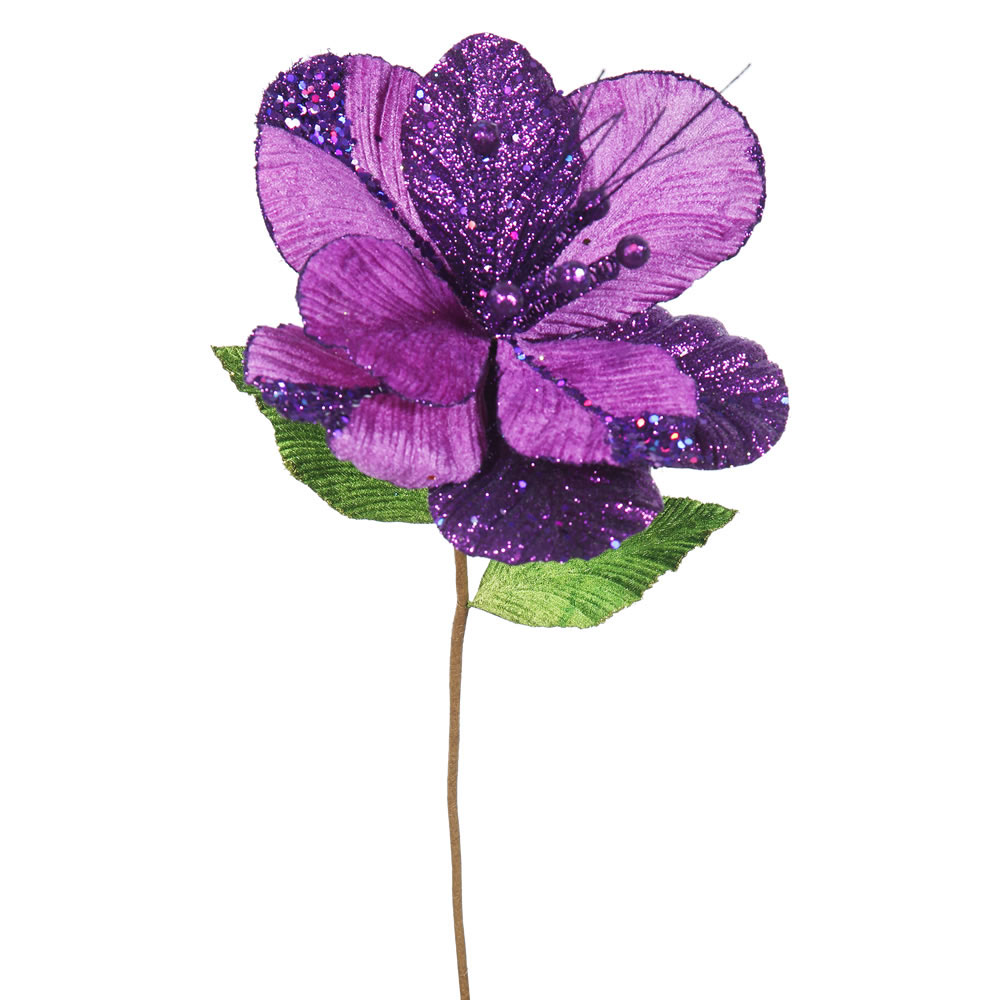 22 inch Purple Amaryllis Flower Pick - 10 inch Flower: Set of 6 | QG161906