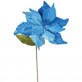 22 inch Velvety Turquoise Poinsettia - 12 inch Flower: Set of 6