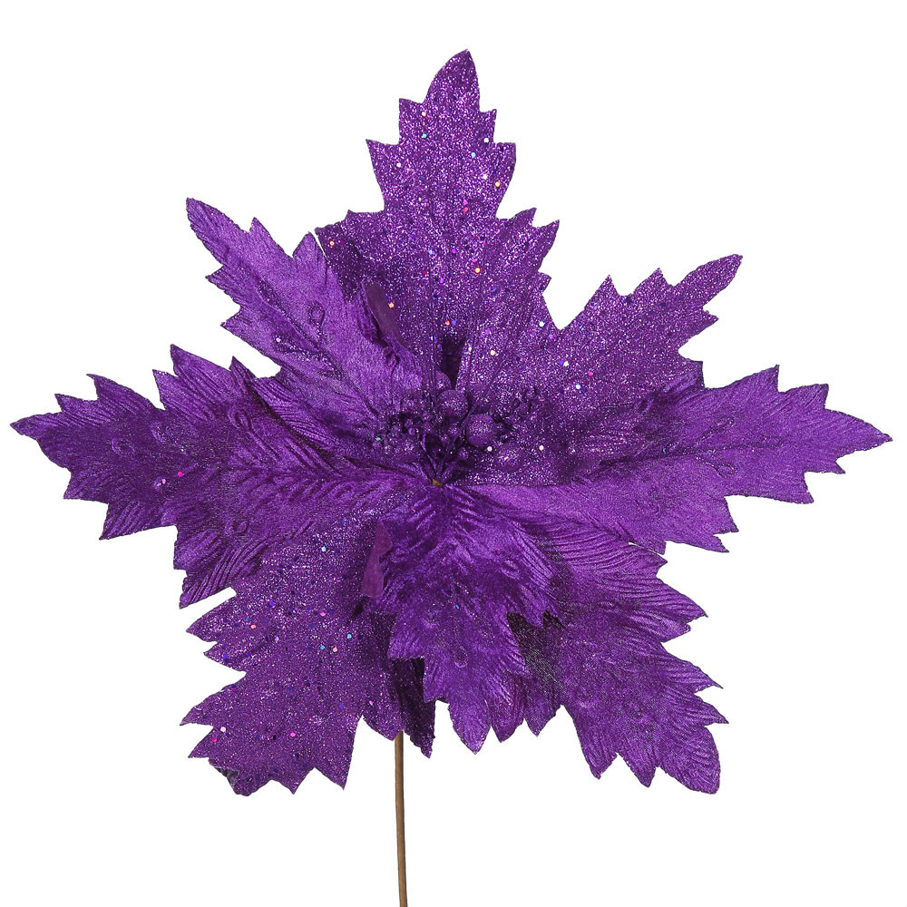 22 inch Purple Poinsettia Flower Set of 6 QG163306