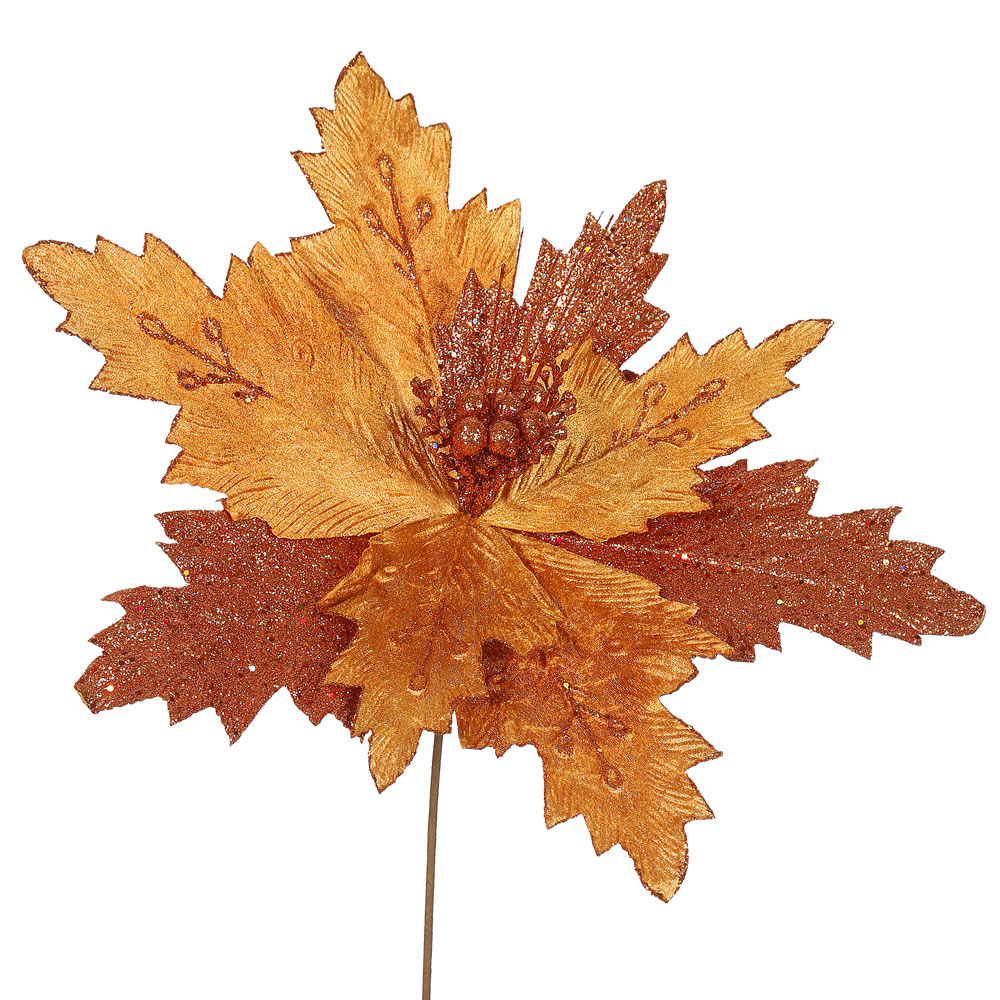 22 inch Copper Poinsettia Flower: Set of 6