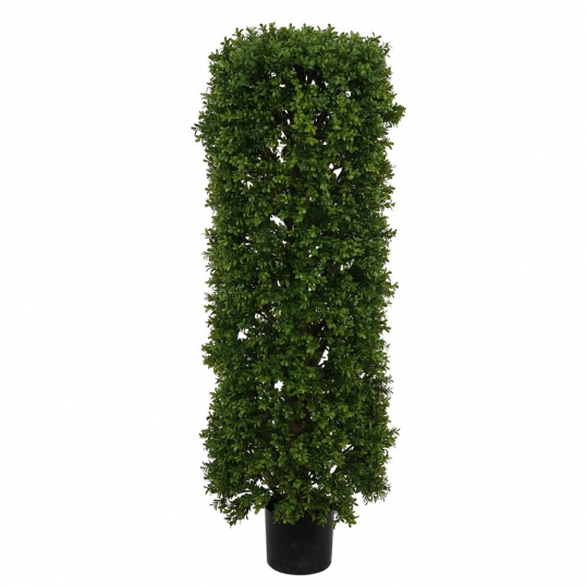 4 foot Boxwood Cylinder Tree Topiary in Black Plastic Pot