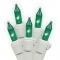 33 foot 100 Mini-light Strand with 4 inch Spacing on White Wire: Green