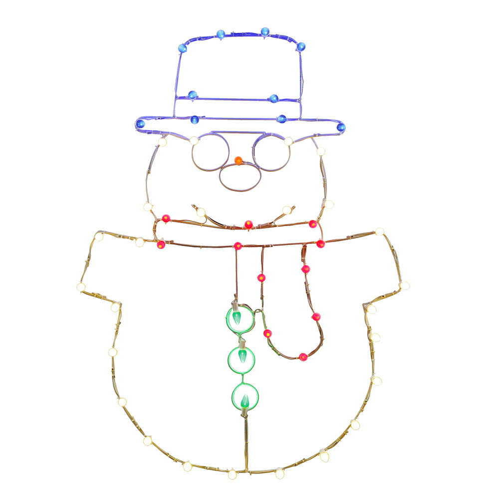 48x34 Inch Led Snowman Wire Silhouette