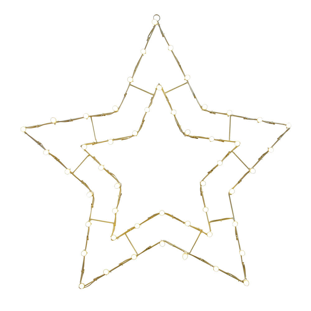 48x48 Inch Led White 5 Point Star Wire Silhouette