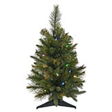 2 foot PE/PVC Cashmere Tree: Multicolor B/O LEDs