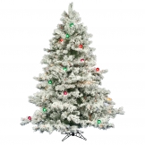 6.5 foot Flocked Alaskan Christmas Tree: Multi-Colored Mini & G50 LEDs