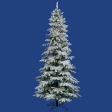 6.5 foot Slim Flocked Utica Fir Tree: Multi-Colored LEDs