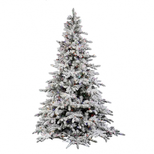 4.5 foot Flocked Utica Fir Tree: Multi-Colored LEDs