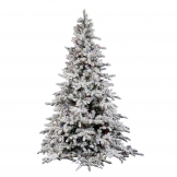 7.5 foot Flocked Utica Fir Tree: Multi-Colored LEDs