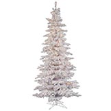 6.5 foot Flocked White Slim Spruce Christmas Tree: Clear Lights