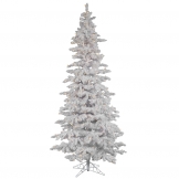 6.5 foot Flocked White Slim Spruce Tree: Clear LEDs