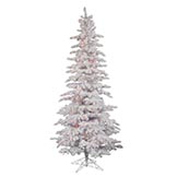 7.5 foot Flocked White Slim Spruce Tree: Multi-Colored Lights