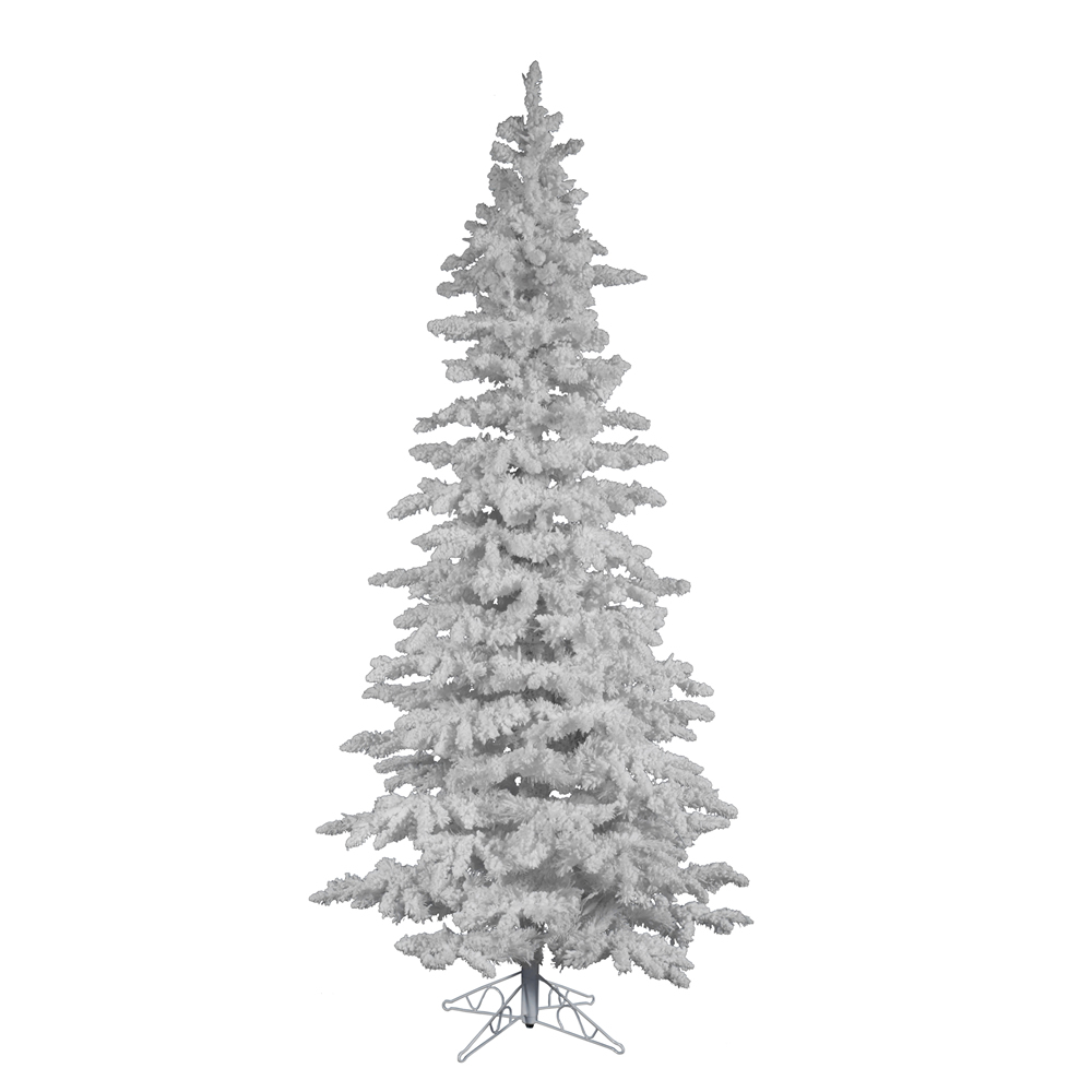 9 foot Flocked White Slim Spruce Christmas Tree Unlit A893580
