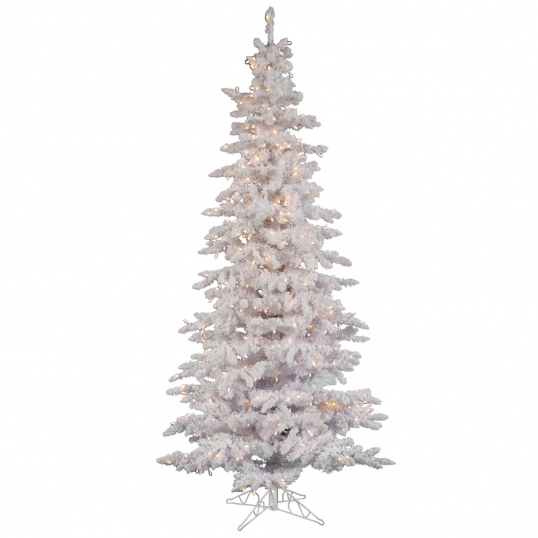 Flocked White Slim Spruce Christmas Tree