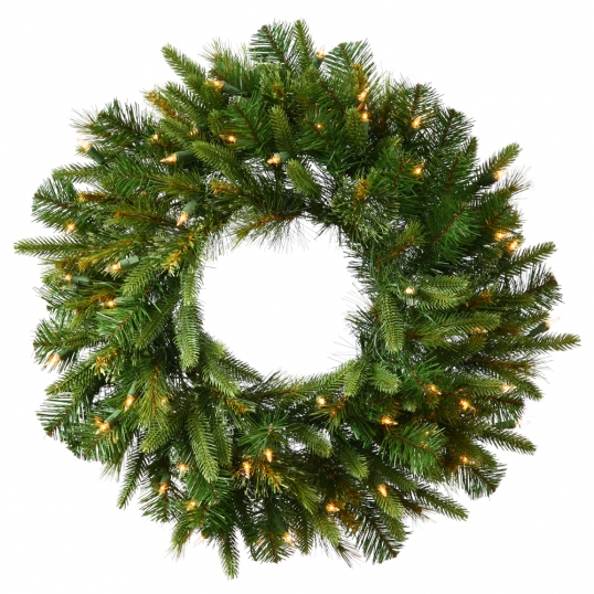 36 inch PE/PVC Cashmere Pine Wreath: Clear LEDs