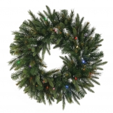 30 inch PE/PVC Cashmere Pine Wreath: Multi-Colored LEDs