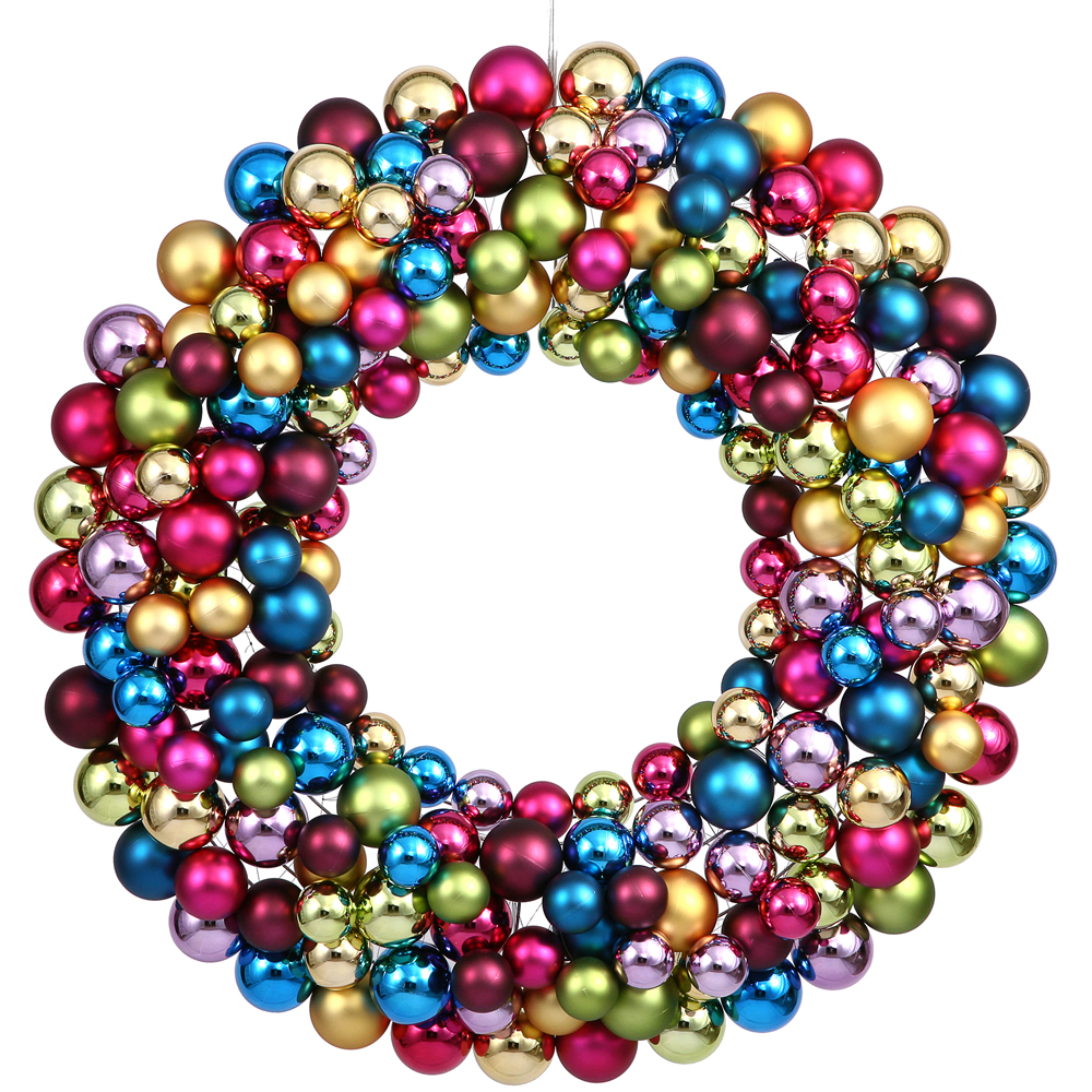 36 inch Multi Colored Ball Wreath N114600
