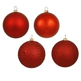 4 inch Red Assorted Ball Ornaments (Box of 12 Balls)