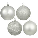 4 inch Silver Assorted Ball Ornaments (Box of 12 Balls)