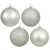 4 inch Silver Assorted Ball Ornaments (Box of 12 Balls)
