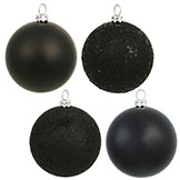 4 inch Black Assorted Ball Ornaments (Box of 12 Balls)