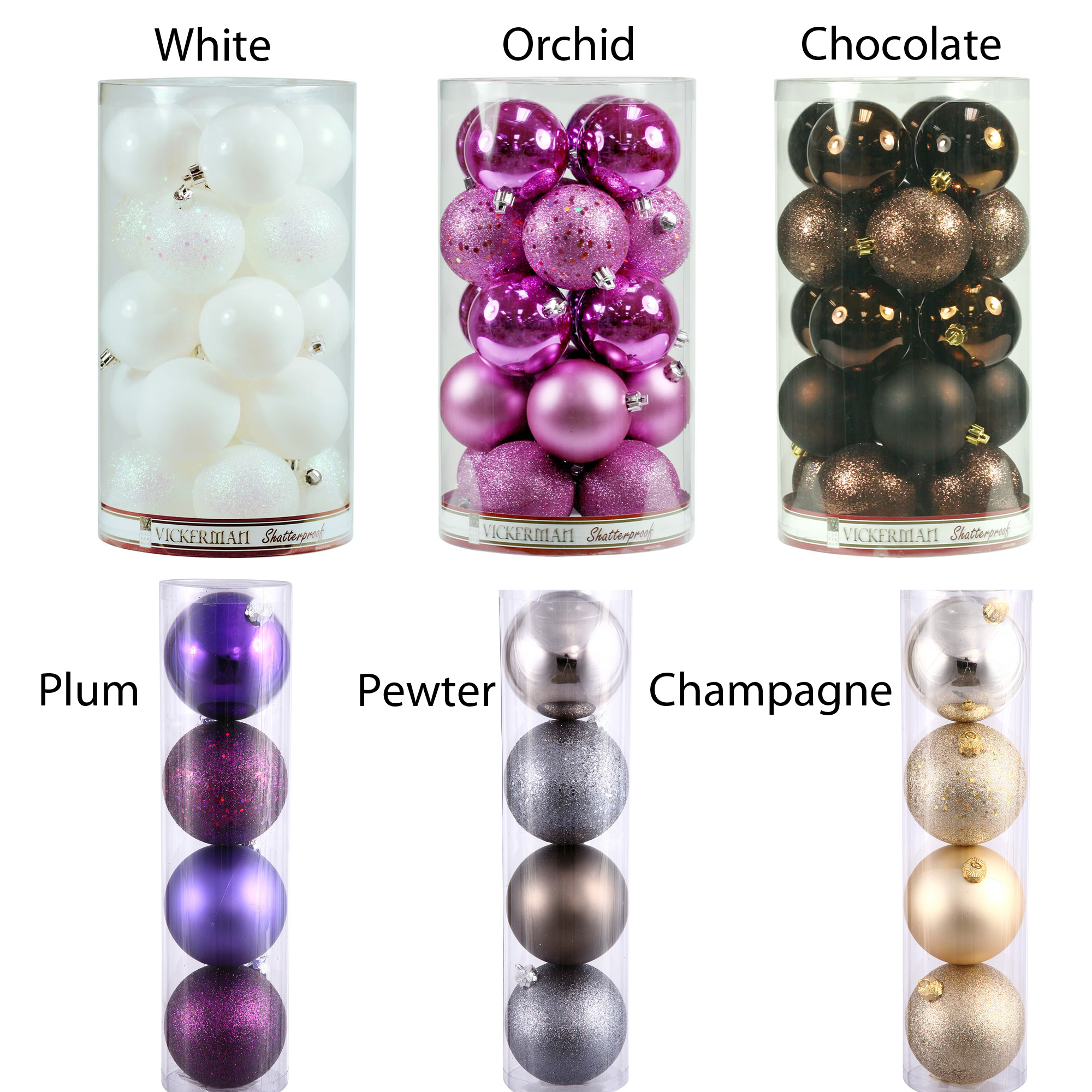 inch Assorted Ball Ornaments (Box of 12 Balls)