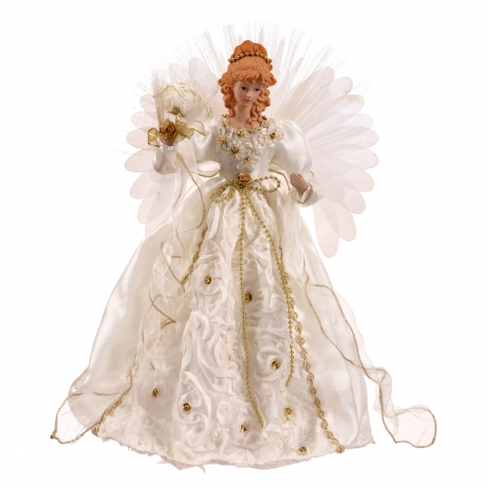 18 inch white and gold angel christmas tree topper fiber optic angel christmas