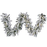 9 foot Flocked Snow Ridge Garland: Clear LEDs