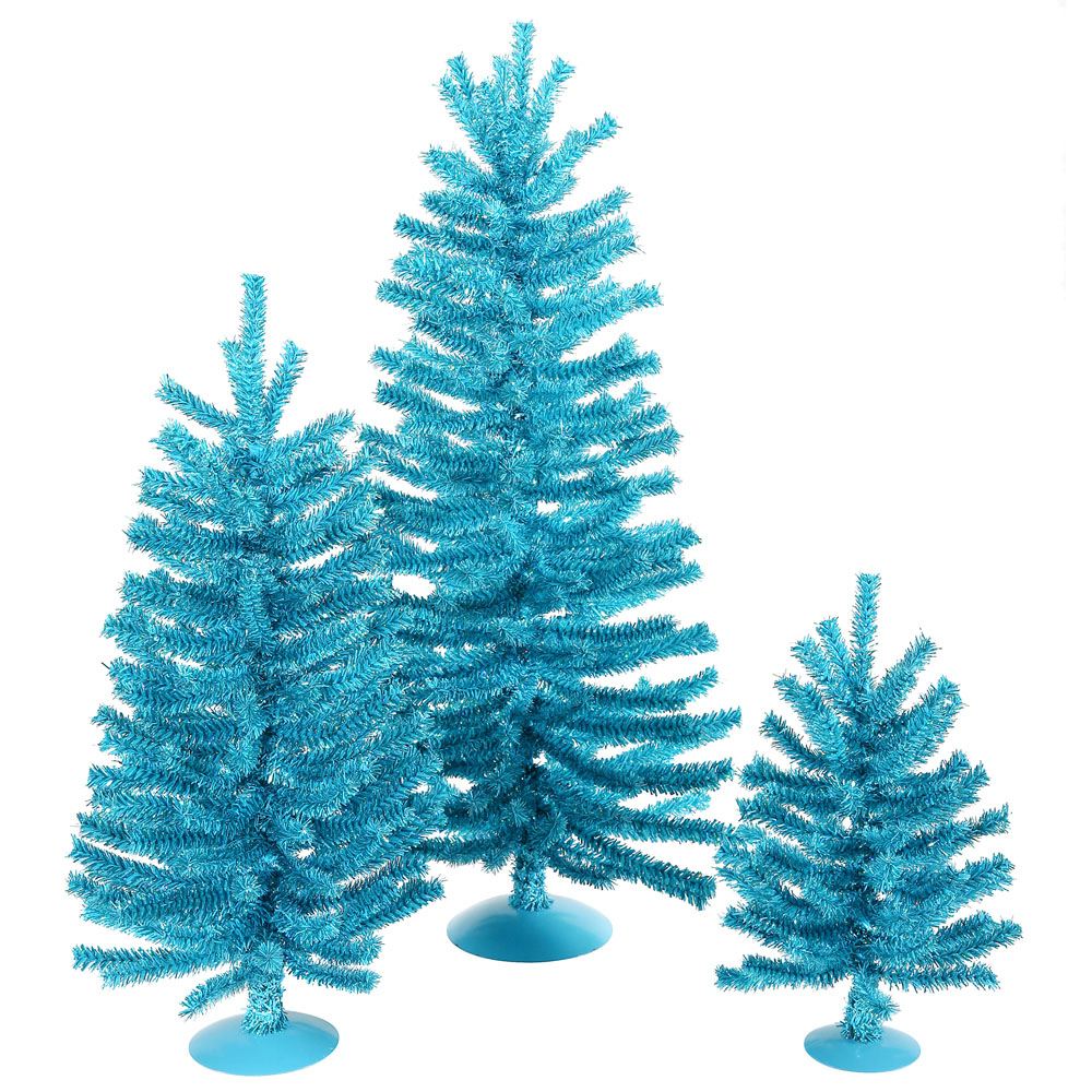 12 inch/18 inch/24 inch Sky Blue Mini Christmas Tree Set B883118