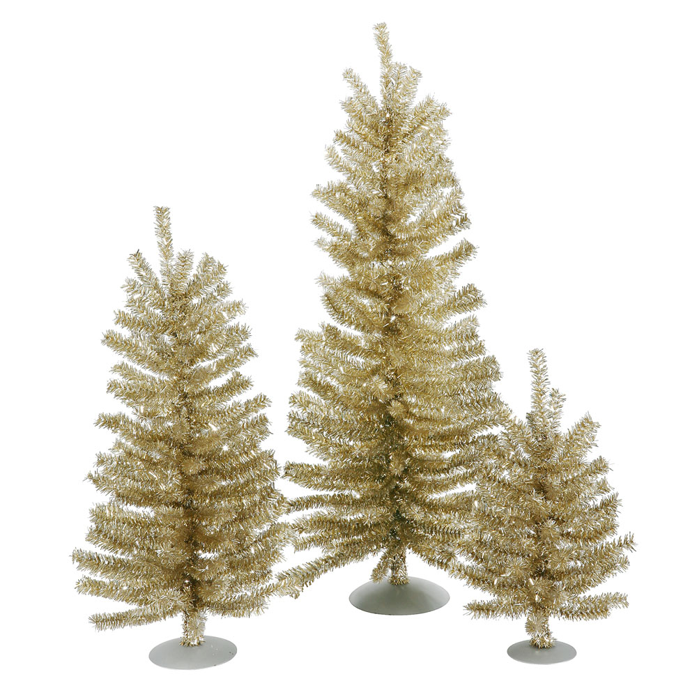 12 inch/18 inch/24 inch Champagne Mini Christmas Tree Set B883718