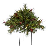 18 inch Cibola Berry Mixed Pine Bush: Clear LEDs