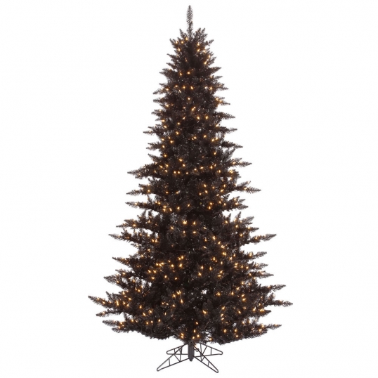 Slim Halloween Black Fir Tree: Clear or Orange Lights