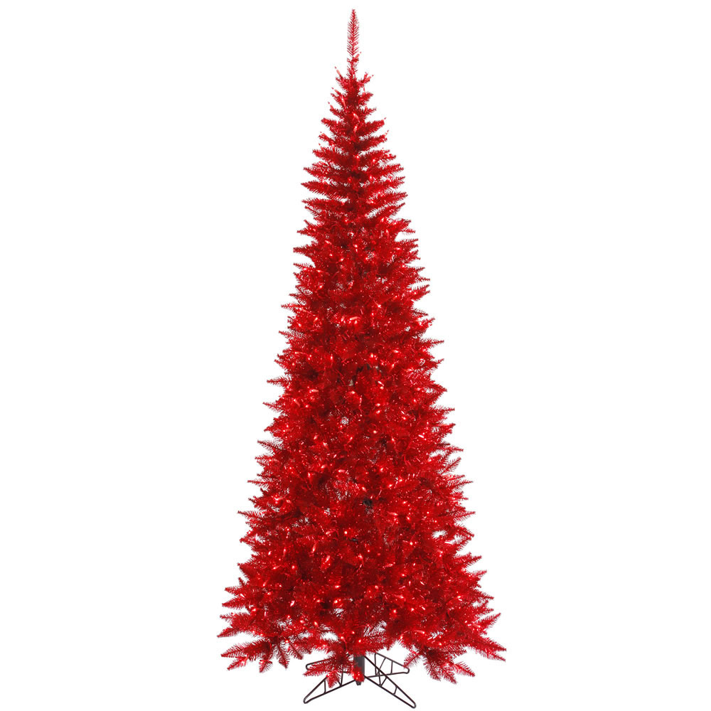 7 5 foot slim red tinsel christmas tree red lights 7 5 foot slim red tinsel christmas tree red lights