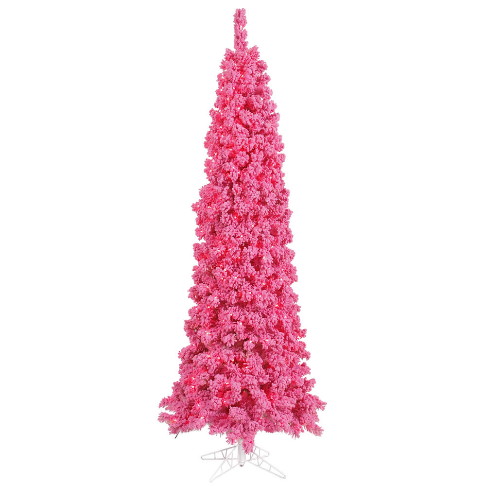 4 5 foot flocked pink pencil pine christmas tree pink 4 5 foot flocked pink pencil pine christmas tree pink