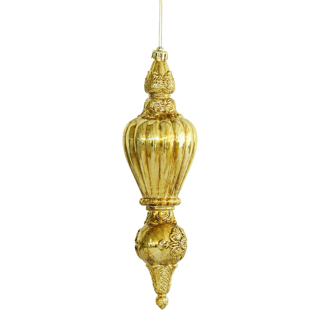12 Inch Antique Gold Finial Ornament (set Of 2)