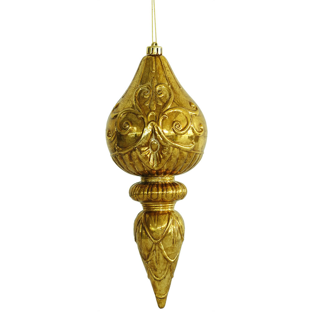 12 inch Antique Gold Finial Ornament (Set of 2) O128015