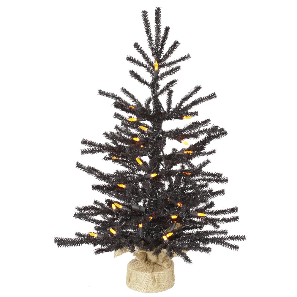 Artificial Black Pistol Halloween Tree with Orange Lights
