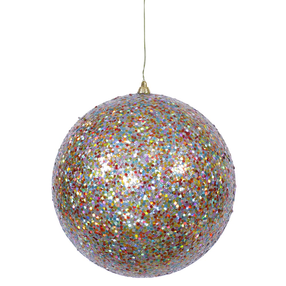 8 inch Artificial SequinGlitter Christmas Ball Silver J130812 Vickerman