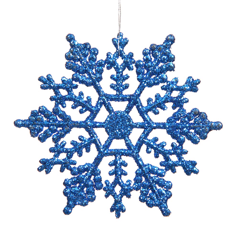 4 inch Artificial Glitter Snowflake Ornament (set of 24) Blue M101402