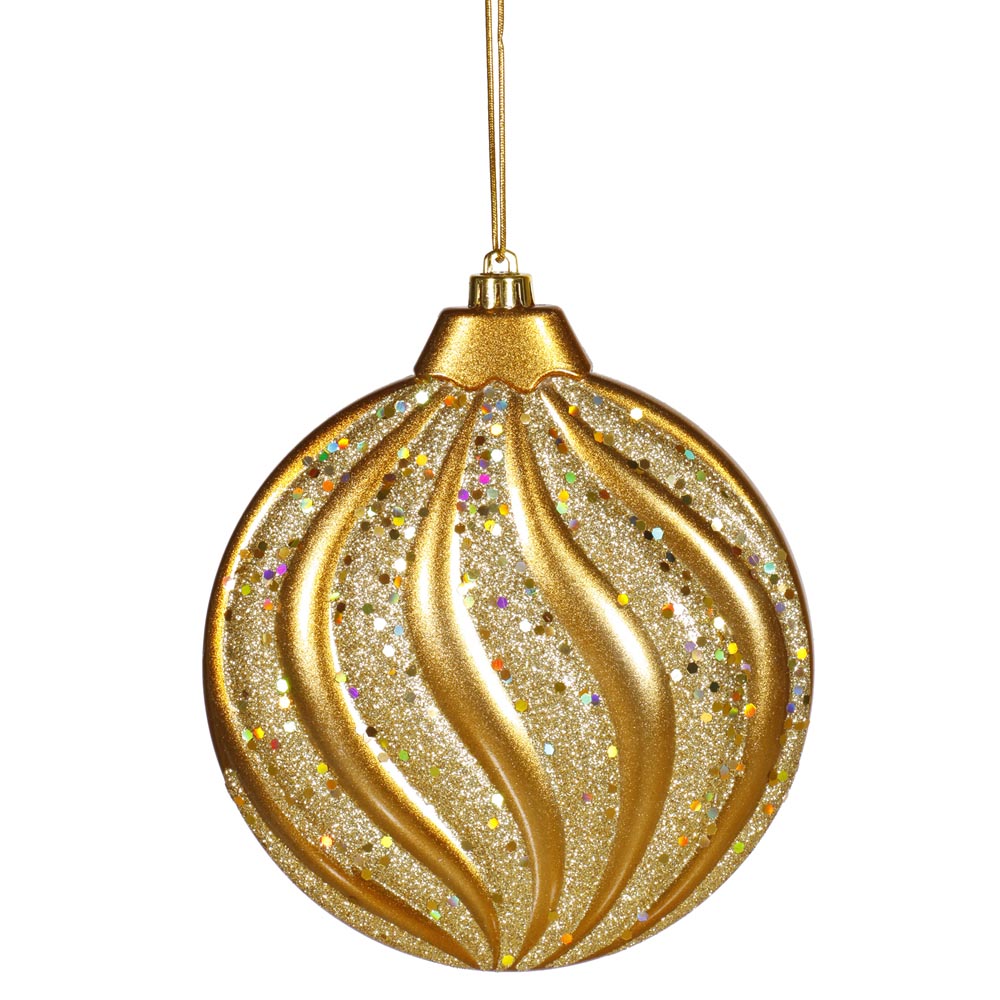 6 inch Matte Glitter Flat Christmas  Ball Ornament Antique 