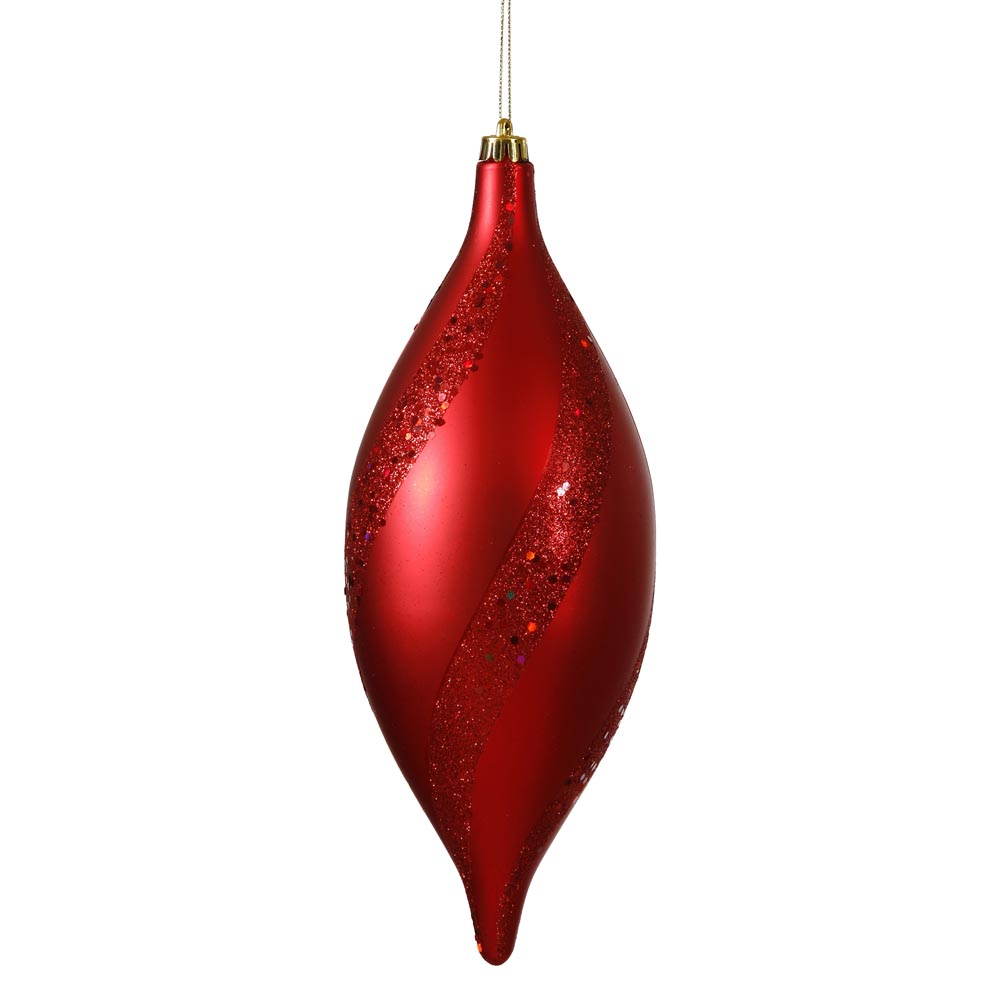 inch Matte-Glitter Spiral Christmas Drop Ornament