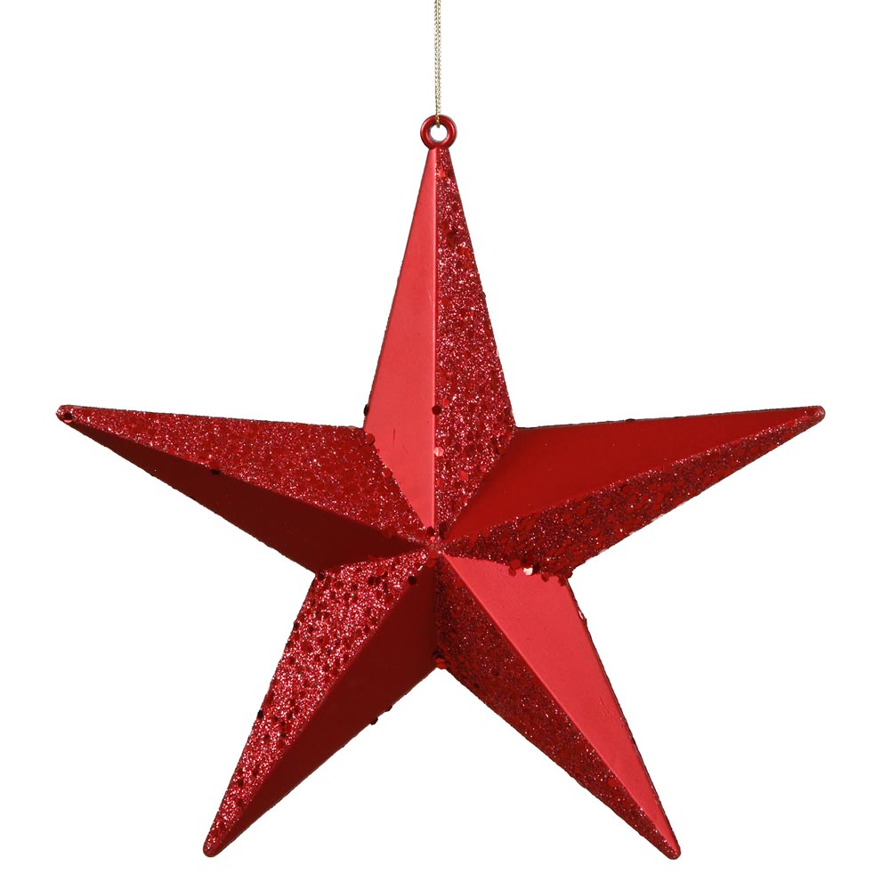 8 inch Glitter Christmas Star Ornament: Red | M116103 | Vickerman