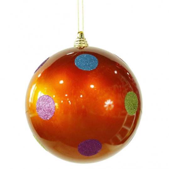 8 inch Polka Dot Christmas Ball Ornament: Orange