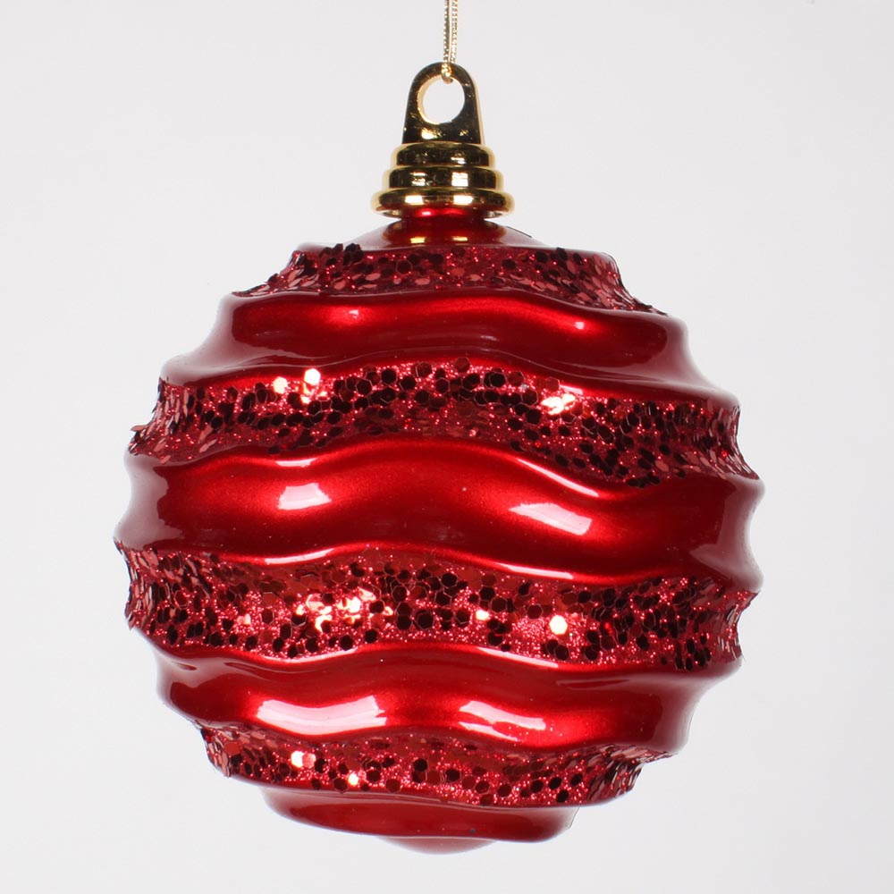 Christmas Candy Glitter Wave Ball Ornament