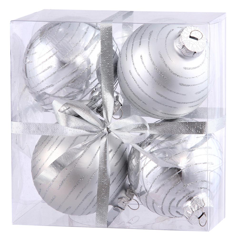 inch Christmas Ball with Glitter Ornament (set of 4)