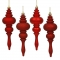 7 inch Shiny, Matte, Glitter & Sequin Finished Finials (set of 8): Red