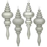 7 inch Shiny, Matte, Glitter & Sequin Finials (set of 8): Silver